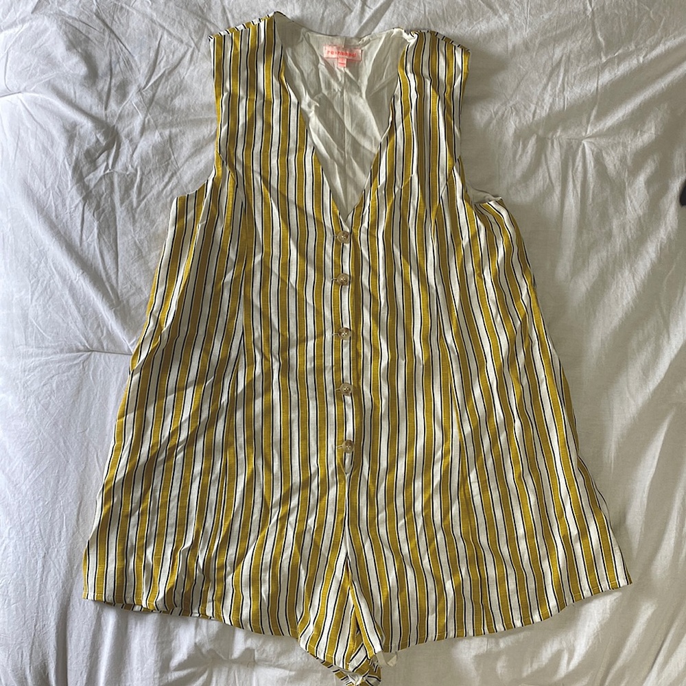 Striped button-up romper